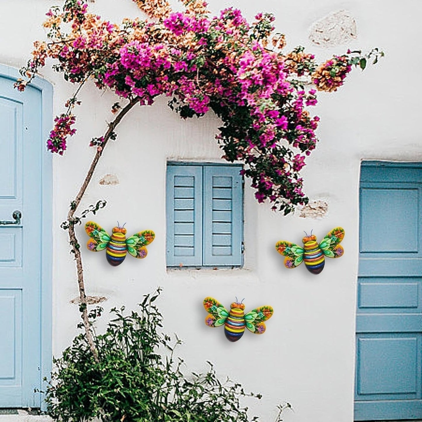 Iron Bee Art Sculpture Hanging Wall Decorations for Garden