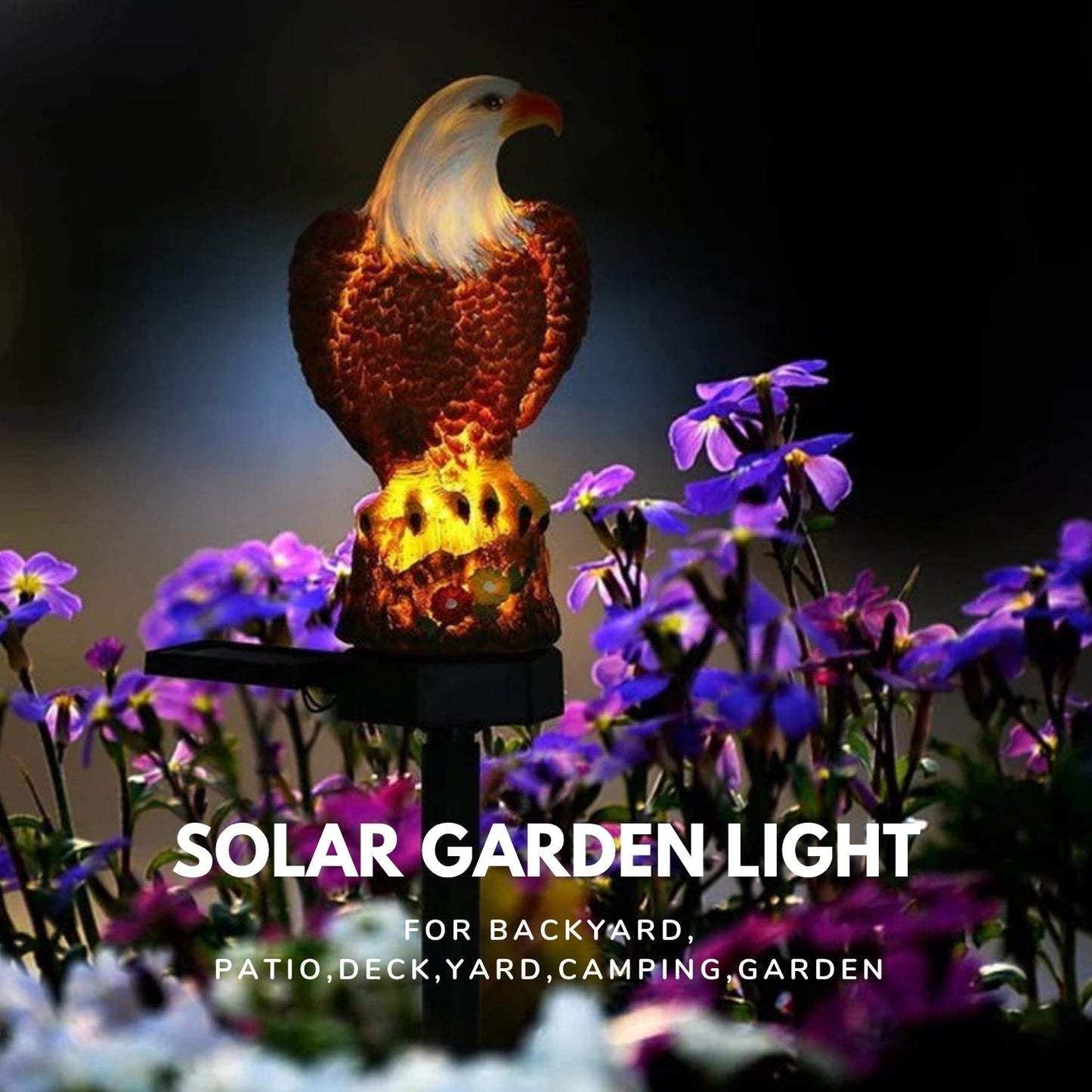 Garden Eagle Owl Parrot Statue LED Solar Light Outdoor Waterproof Lawn Lamp