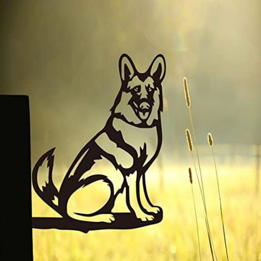 Metal Dog Silhouette Puppy Garden Decoration