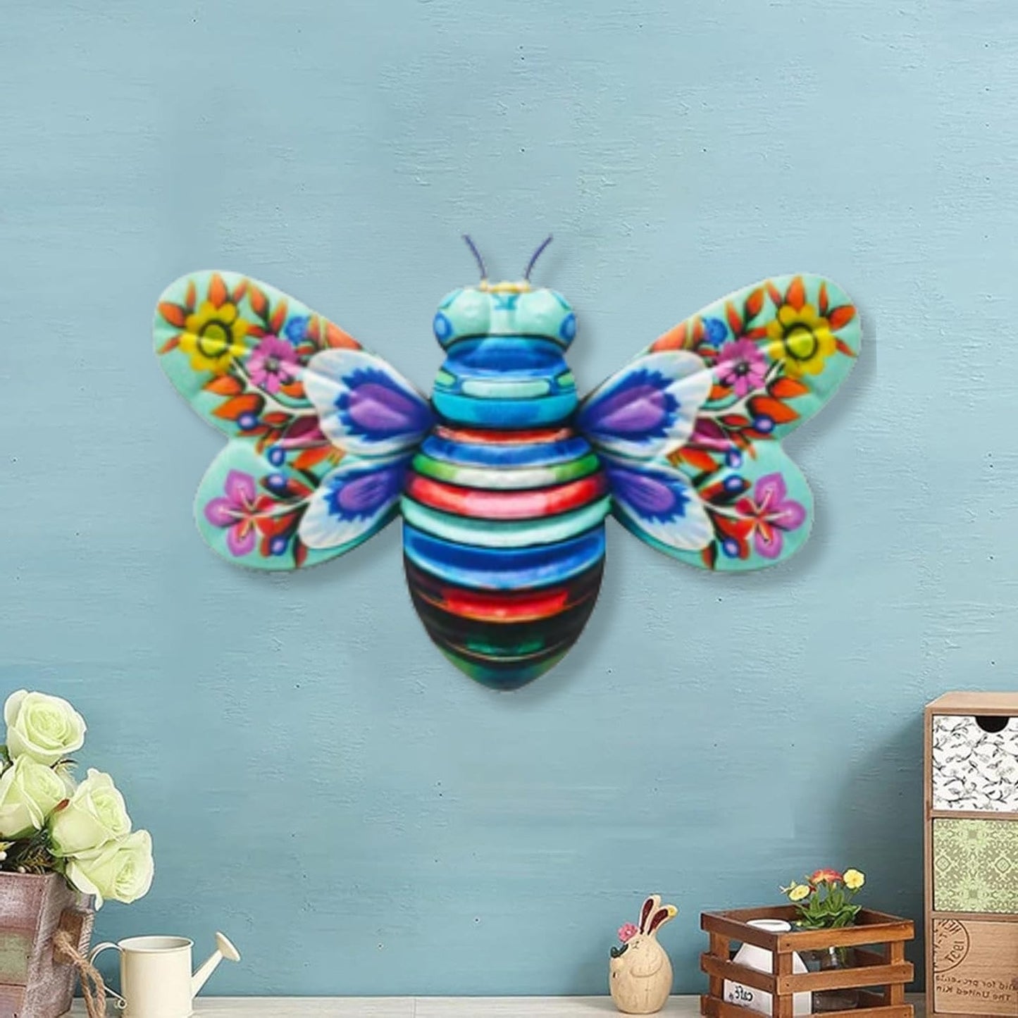 Iron Bee Art Sculpture Hanging Wall Decorations for Garden