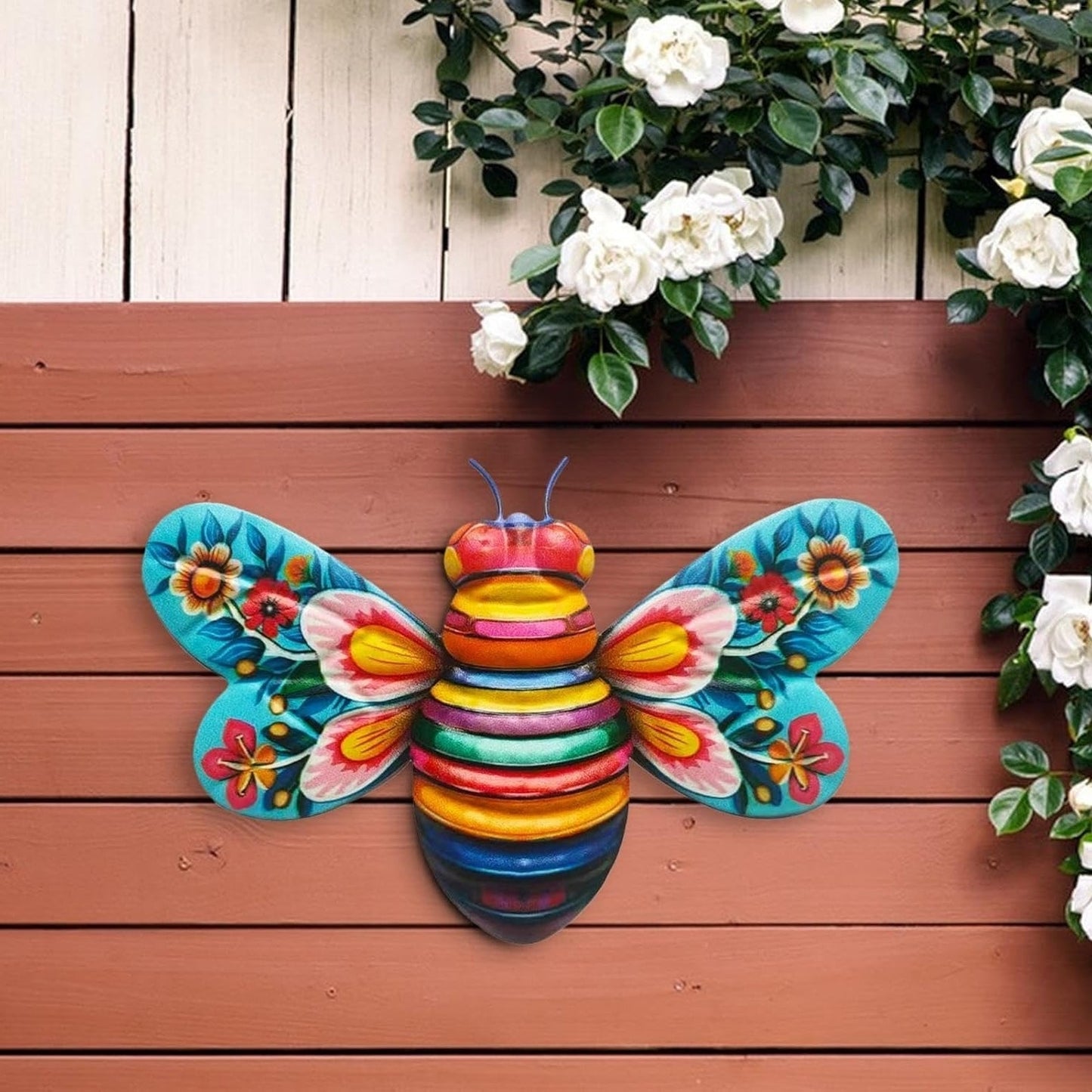 Iron Bee Art Sculpture Hanging Wall Decorations for Garden