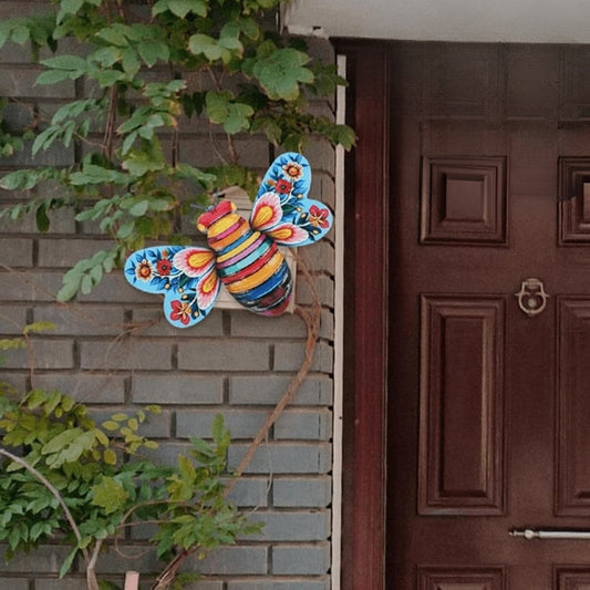 Iron Bee Art Sculpture Hanging Wall Decorations for Garden